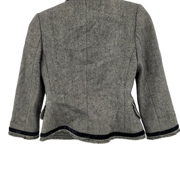 Vtg Y2K Banana Republic Petite Herringbone Blazer 2P Gray Wool Velvet Academia - Picture 7 of 8